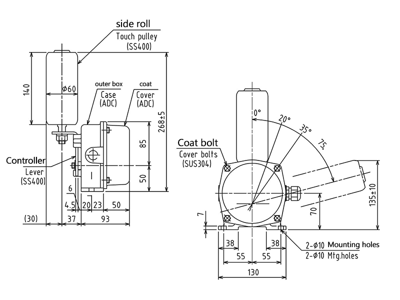 Sus 316 Stainless Steel Belt Sway Switch Conveyor Safety Device